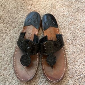 Jack Rogers Black Alligator Leather Sandals size 9